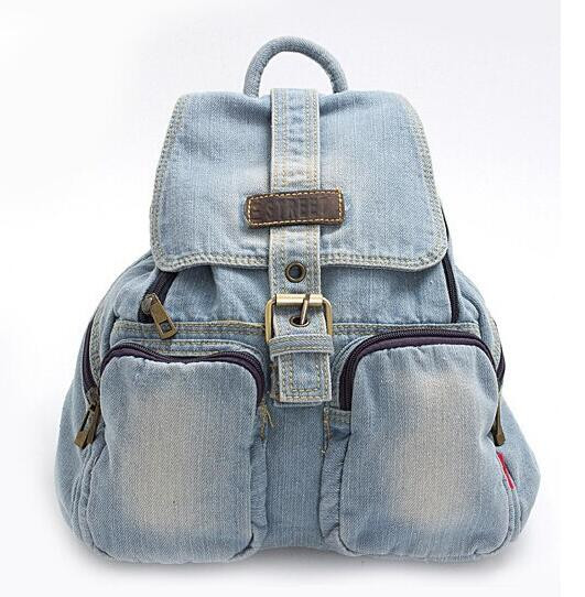 Women fashion canvas denim Backpack Girls Casual vintage school campus bags travel backpack Free Shipping