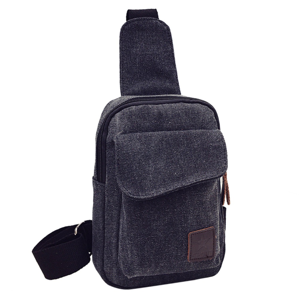 Brand NEW Unisex Canvas Chest Backpack Hiking Sport Crossbody Backpack Black Color Shoulder Bag Women Men