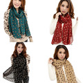 2016 Women s Spring Autumn Soft Thin Chiffon Scarf Sunsreen Cape Beach Towel Polka Dot Silk