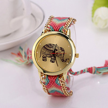 New Hot Unique Braided Rope Elephant Bracelet Watches Bohemian Hand Made Watch Women Quartz Wristwatch