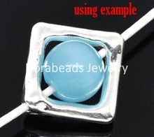 Free Shipping! 50 Silver Plated Square Bead Frames 12x12mm Findings (B07789)