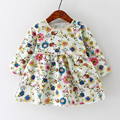 Autumn Baby Girl Dress Cotton Infant Dress Floral Print European Style Vintage Long Sleeve Toddler Dress