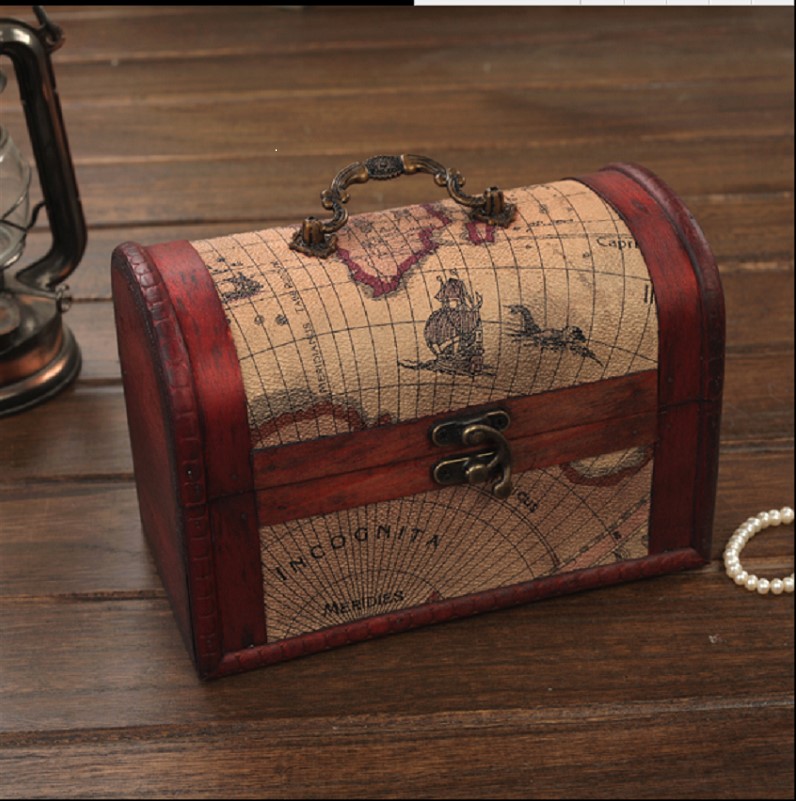 Fashion storage treasure chest antique treasure box vintage large