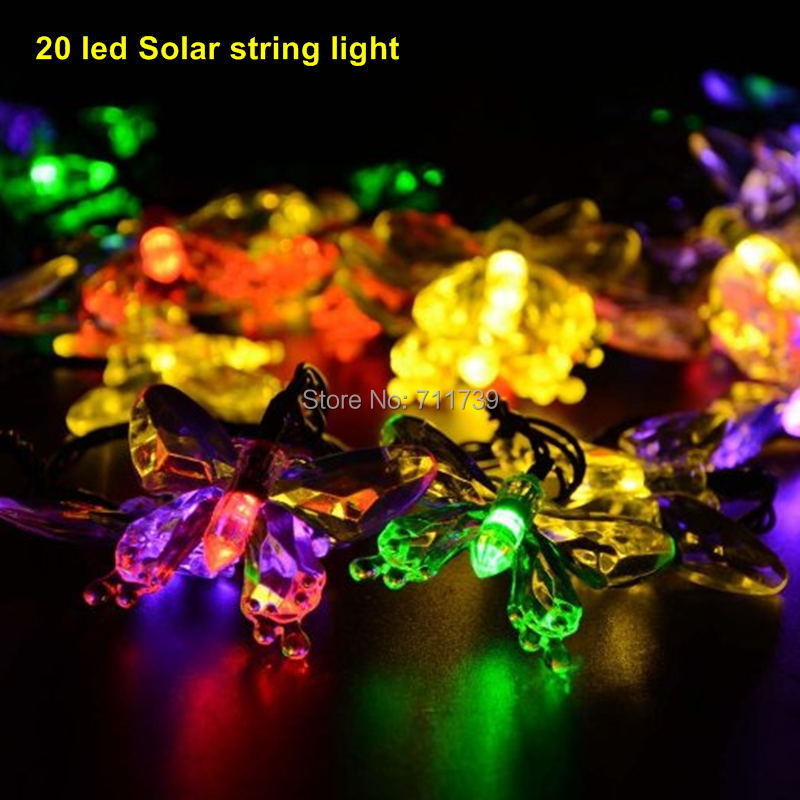 1SET 20 LED Solar Christmas Lights Solar Light String Butterfly Solar Fairy String Lights for Outdoor, Gardens,Christmas Party,