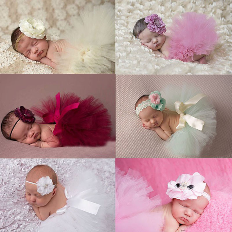 2016 NEW Princess Baby Tutu with Matching Flower Headband Set Newborn Photography Props Little Girl Tutu