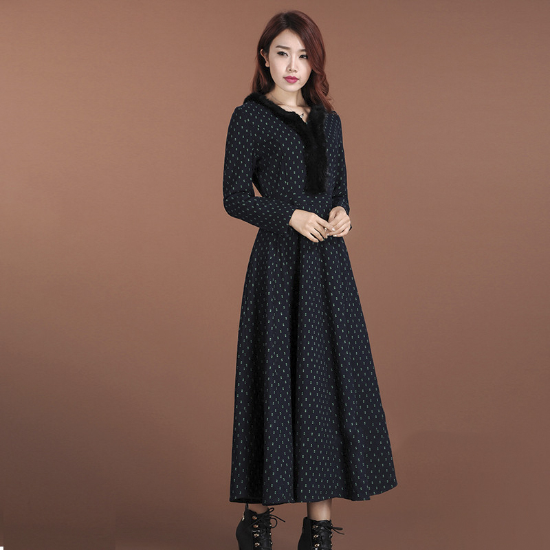 Wool dresses fur collars