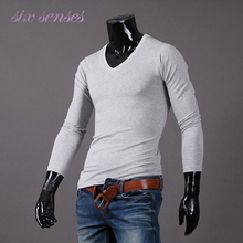 wholesale Men clothes casual t shirt high-elastic v neck sexy men’s top long sleeve tight shirt gym male T-shirt Tee XD2627