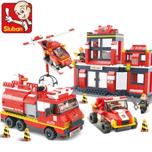 Building Blocks Compatible with lego NEW City Fire Department emergency fire engine helicopter Figures duplo original series toy