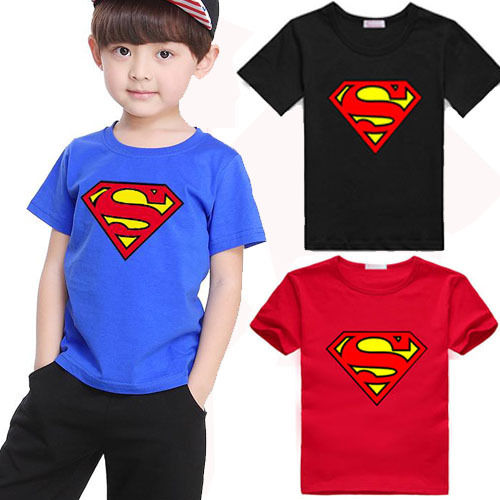 Love Kids Baby Boys Clothes Cool Summer Superman Short Sleeve T shirt Cotton Tops Clothes LXL