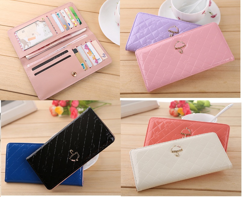 2015 Hot Fashion Sweet Umbrella Women Wallet Long Purse 12 Cards Holder Protector 8 Colors to