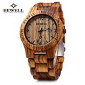Bewell ZS W086B Luxury Brand Wood Watch men Analog Quartz Movement Date Waterproof Male Wristwatches relogio