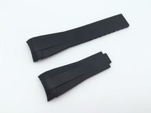 20 mm nuevos hombres negro correa para reloj caucho de silicona watch band curved end for marca fit ROLwatch goma B banda