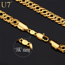 Gold Necklace Men Jewelry With “18K” Stamp 2014 New Trendy 18K Real Gold Plated 0.6 cm 55 cm Link Chain Necklaces Wholesale N357