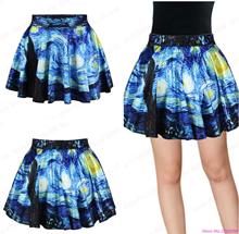 New Van Gogh Starry Night Blue Skirts Women Pleated Mini Skirt Vintage Pettiskirt Tennis Skirts Clothing