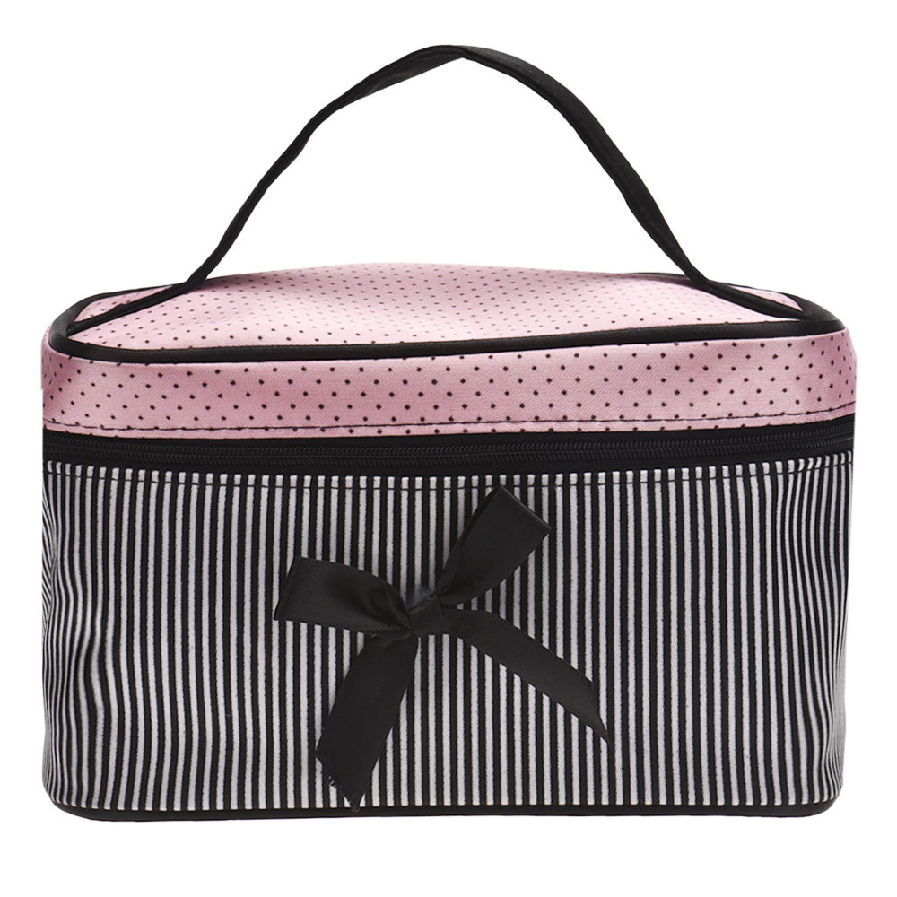 2018 Cosmetic Bag Make Up Bags Travel Makeup Square Bow Striped Getsubject Aeproduct