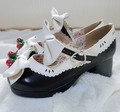 Princess Sweet Lolita Shoes Royal Harajuku Pink Strawberry Bell Cute Bow Round Toe Pumps For Young