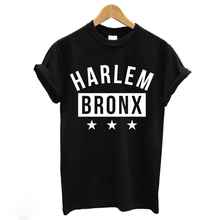 HARLEM BRONX Letter Print T Shirt 2016 MENS Brand SWAG BLACK T-Shirt Cool WOMENS TUMBLR Short Sleeve Tee TShirt Homme F10479