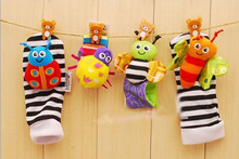 Lovely Cotton Baby Kids Rattle Toy Socks Animal Cute Baby Socks Garden Bug Wrist Rattle Foot