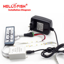 Hello Fish 5M 3528 300 SMD Flexible LED Strip Light 24 keys IR Remote Controller 12V