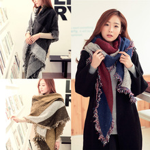 Fashion Design Bufandas Women’s Large Tartan Scarf Shawl Stole Plaid Woollen Cloth Tassels Scarf Winter Foulard W1