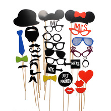 31PCS New DIY Face Funny Masks Photo Booth Props Photography Mustache On A Stick Birthday Party Favor