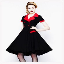 Retro-vintage-rockabilly-50s-dress-2015-short-sleeve-evening-party-big-size-black-highwaist-green-knee