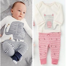 Free shipping Children Baby boys girls clothes fashion cotton 2pcs baby boy clothes Cartoon 2015 baby clothing set