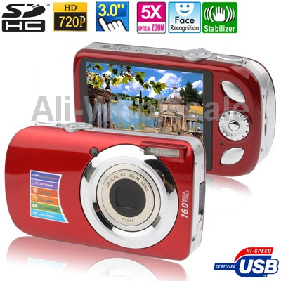 A620 Red 5 0 Mega Pixels 5X Zoom Digital Camera with 3 0 inch TFT LCD