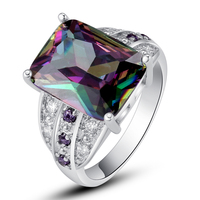 Free Shipping New Fashion Jewelry Rare 925 Silver Ring Rainbow Topaz Gift For Women Size 8 9 Wholesale