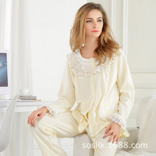 2016 Princess cotton font b women s b font nightgown natural color pajamas set lacework tops
