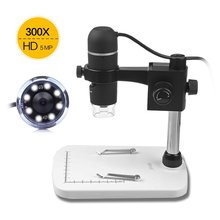 DBPOWER Practical Portable 5MP USB 8 LED Digital Microscope Endoscope Magnifier 20-300X Video Camera Base Stand Software for PC