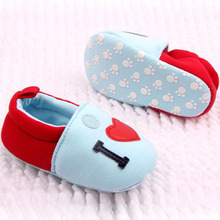 Lovely Girl Boy Round Toe Flats Soft First Walker Shoes I Love MOM DAD