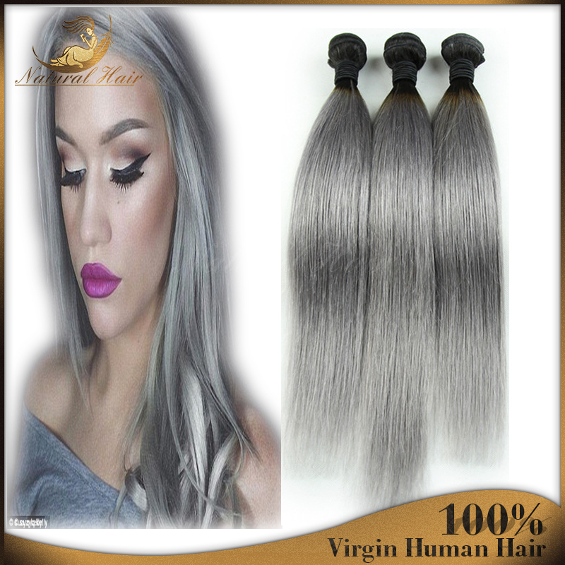 Peruvian Ombre Straight Virgin Hair 3+1pcs Lot 1b/gray  Two Tone Human Hair Bundles 8-30inch Mixed Length Best Quality