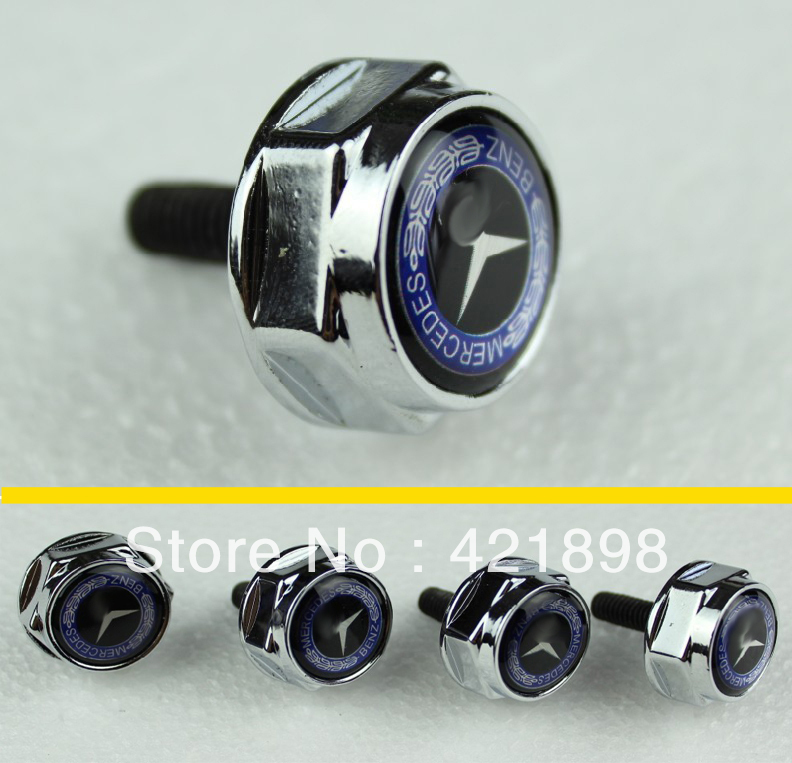 For Mercedes Benz All Model Chrome Metal License Plate Frame Bolt