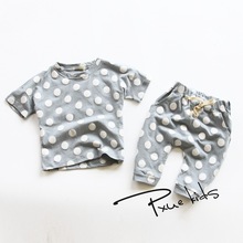 Summer kids clothes sets New cotton boys t shirt shorts suit clothing set sport suits Polka