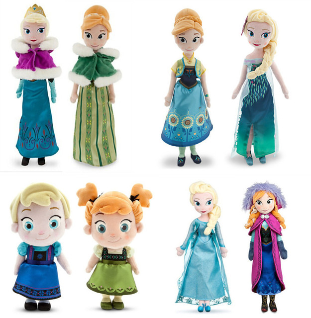 50 СМ Elsa Анна Плюшевые Игрушки Куклы Лихорадка Эльза Анна зима весна платье 19.7 "большой Принцесса Чучела Brinquedos Дети Подарок На День Рождения