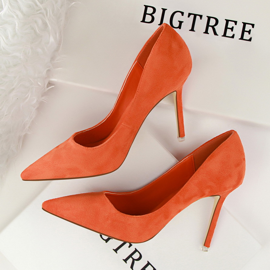 SMYDS 0164 Hot Sale Women Korean Fashion Minimalist Thin Pumps Pointed Heels Sexy Skinny Suede Singles