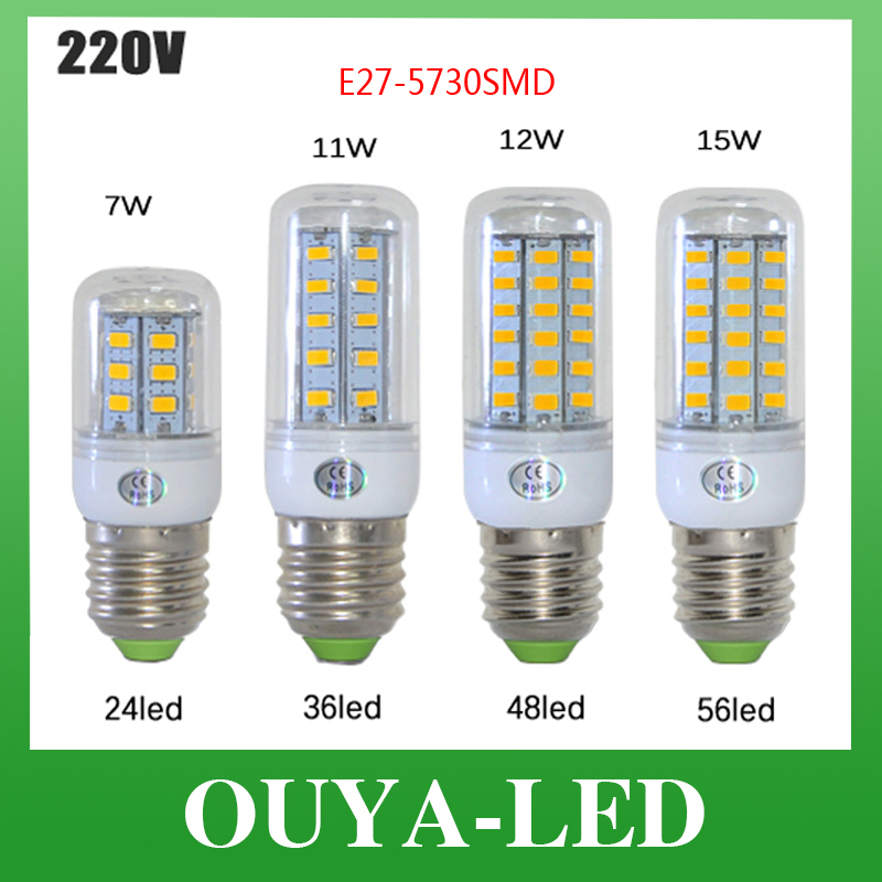 E27 SMD5730 LED Corn Lamps 24Led 36Led 48Led 56Led LED Bulb Light 7w 12w 15w 18w Wall Downlight Pendant High Bright 1Pcs/Lot