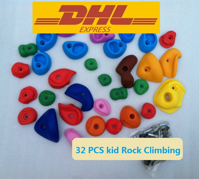 32 pcs/set, Plastic Rock children Climbing toy Wall Kit Rock Stones
