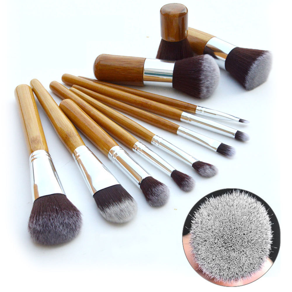 11pcs Professional Makeup Cosmetic Brush Set Eyebrow Eyeliner Foundation Powder Brushes Bamboo Brush