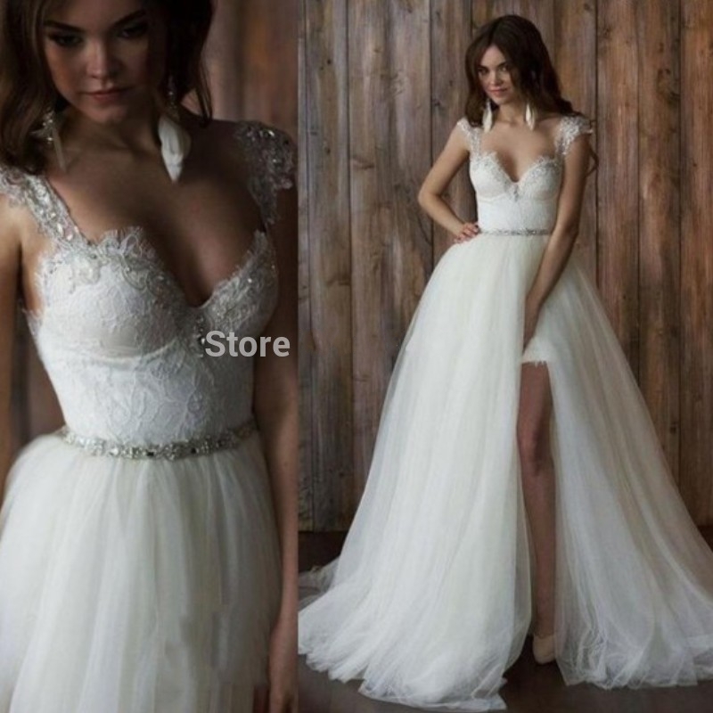 Images of wedding dresses with removable skirt
