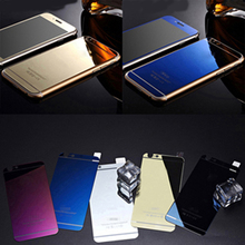 Front+Back Full Cover Electroplating Mirror Effect Color Tempered Glass Screen Protector Film Case For iPhone 5/5S