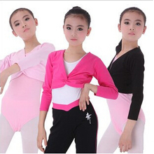 Autumn And Winter Girl Ballet Gymnastic Leotard Jacket Long Sleeve Top Coat Kids Dance Clothing Jacket Black Rose Pink WDQ017