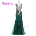 Doparty XS1 Kaftan 2016 Elegant Long Sleeveless Blue Luxury Crystal Red Floor Length Lace Mermaid Green