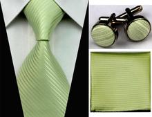 SNT0020 Men s 100 Jacquard Woven Silk Solid Neckties Tie handkerchief Cufflinks Sets for men Formal