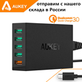 Aukey Quick Charge QC 3 0 5 Port USB Charger Station with Micro USB Cable for