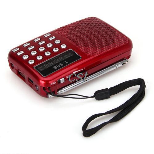 Portable Red Digital LED Light Stereo MINI FM Radio MP3 Music Player Speaker Support USB Disk