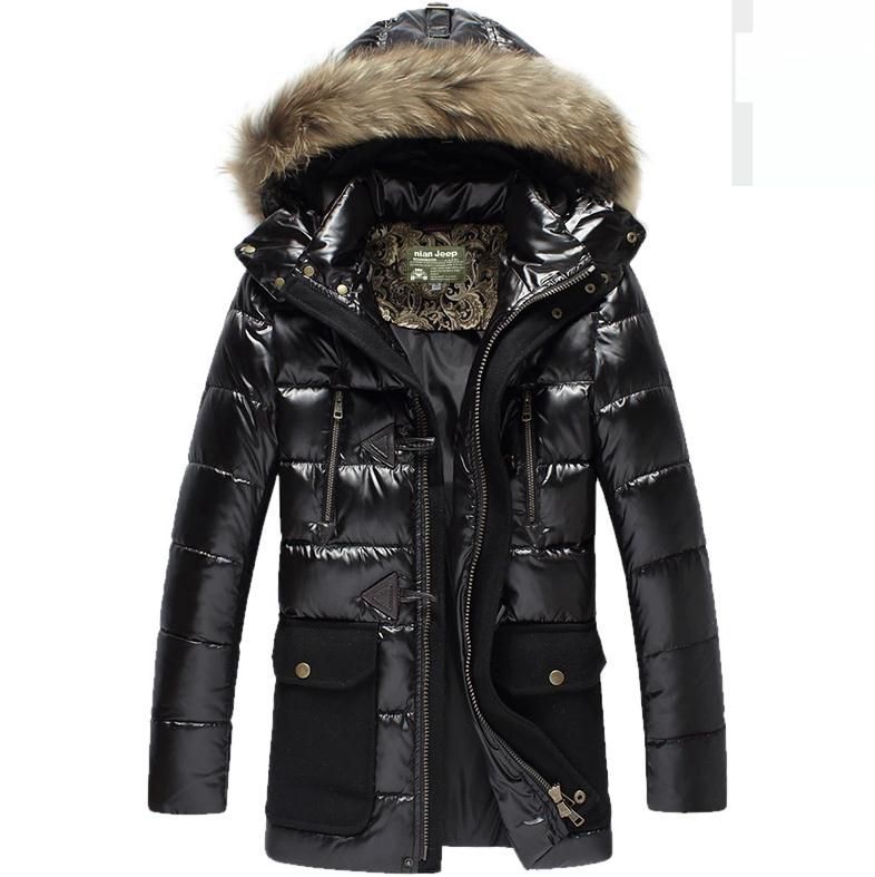 2014 BRAND Down Jacket Winter Jacket Men Coat 85% White Duck Long Thicken Outwear Hooded Real Fur Men's Parka Big Size 3XL