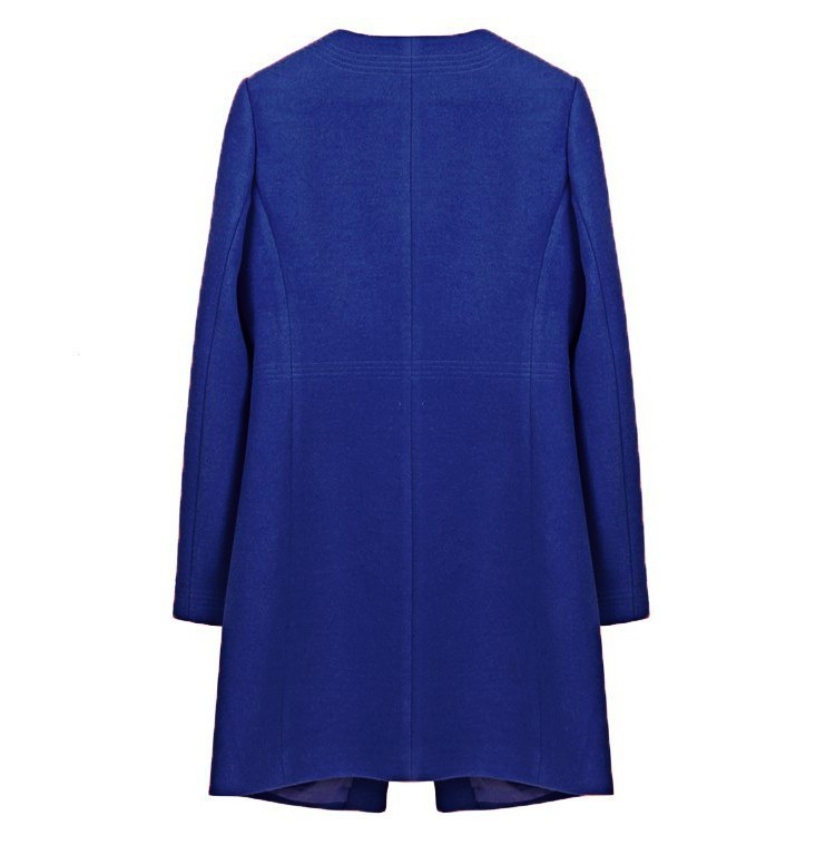 Women Woolen Slim Jacket Winter Coat Plus Size Female Long Sleeve Round Neck Bowknot Warm Fashion Overcoat (9)