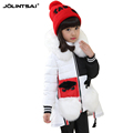 2015 Jackets For Girls Winter Coat Big Fur Collar Irregular Winter Jacket Fur Pockets Kids Clothes